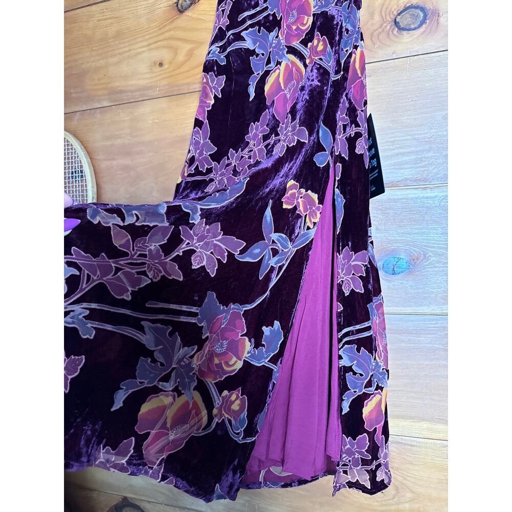 NWT Lulus Divine Allure Burgundy Floral Burnout Velvet Midi Dress Gala Size XS - Picture 4 of 8